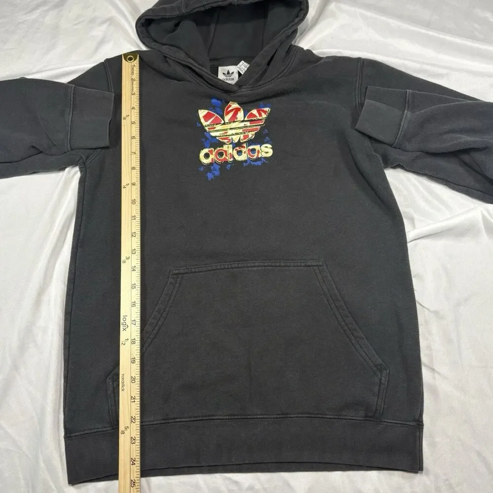 Adidas Youth XL (16-17) Graphic Cloudy Trefoil Pullover Hoodie Sweatshirt Black